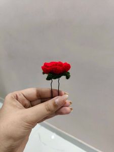 1 Handmade Crochet Rose bun pin