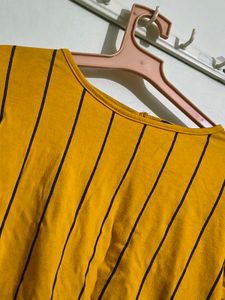 Yellow Striped Tie-Sleeve Top