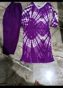 Vibrant Purple Tie-Dye Kurta Set