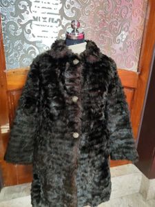 Brown Faux Long Fur Coat