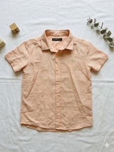 Peach Linen Short Sleeve Shirt