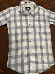Men's Blue & White Plaid Shirt