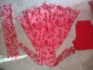 pink Floral Kurta Set
