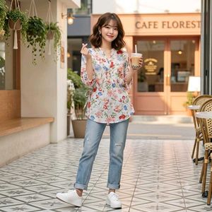 Chic Floral Top with Back Tie