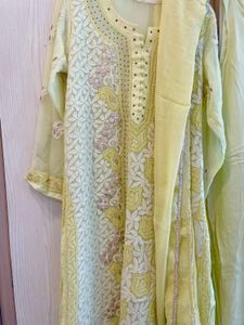 Beautiful Yellow Chikankari Kurta With Slip