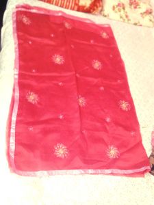 Elegant Pink organza silk Saree