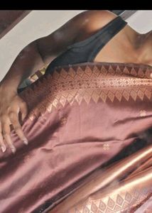 Elegant Brown Saree with Golden Border