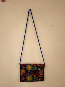 Boho Embroidered blue sling bag