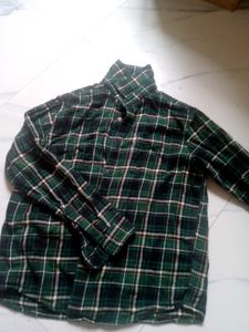 Men's/woman Green Plaid Flannel Shirt