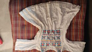 Embroidered Cream Cotton Top
