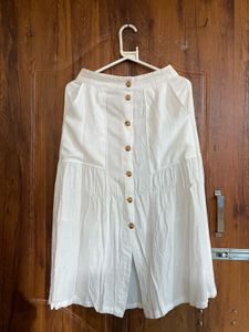 White Button-Up Midi Skirt