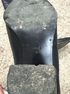 MANGO Black Knee-High Block Heel Boots
