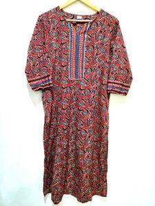Red Floral Print Kurta