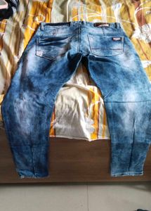 Distressed Blue Wash Denim Jeans