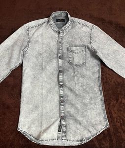 Men Chinese Color Charcoal Dual Shade Shirt