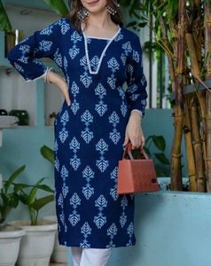 Stylish Blue Printed Kurta Set