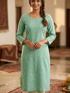 Green Linen Blend Kurta
