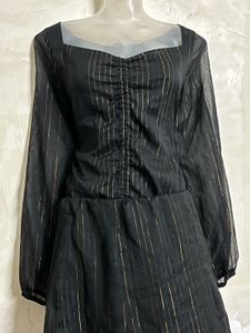 Pintresty Black &amp; Gold Striped Dress skirt &amp; top