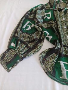 Green Oversized Printed Shirt
