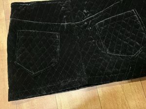 Black Quilted Velvet Ultra Mini Skirt