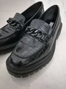 Marks &amp; Spencer Pure Leather Black Croc Loafers