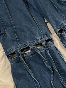 Unique Blue Denim Cargo Pants