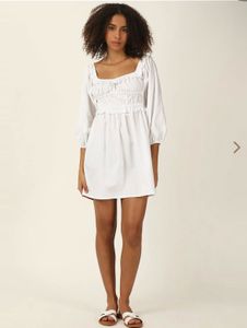 Forever 21 White Smocked Square Neck Dress