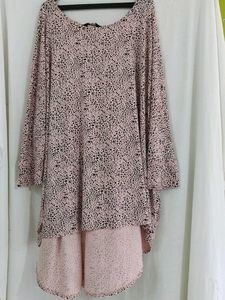 Pink Dalmatian Print Tunic Top