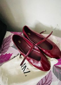 Zara Red Patent Mary Jane Flats