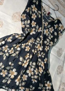 Black Floral Wrap Dress