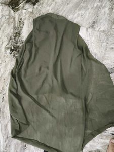 Olive Green Sleeveless Button-Up Women's Top | Cas