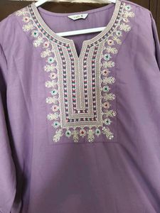 Kalini Brand -Embroidered Lavender Cotton Kurta