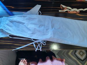 Shein Blue Striped Crop Top with plazzo