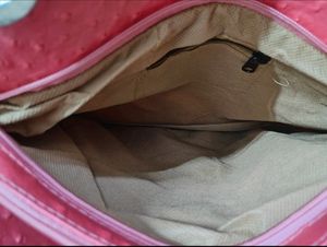 Chic Striped Ostrich Embossed Handbag