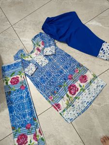 Beautiful pocket trouser kurta set with dupatta