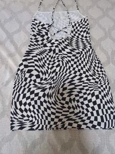 worn only once - Checkered Halter Neck Mini Dress
