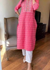 New Pink Embroidered Kurta Set