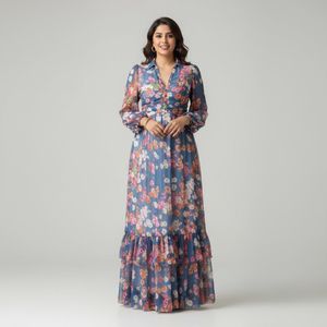Timo Chiffon Maxi Dress - Blue Poppy