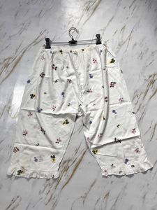 White Floral Print Pajama Pants