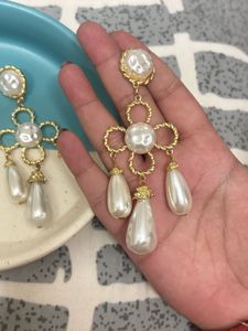 Vintage Elegant Pearl Drop Earrings XL size