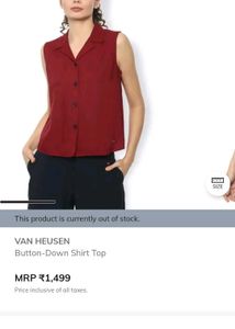 Red Sleeveless Button-Down Top