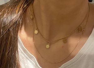 Anti tarnish Gold Sun Charm Choker Necklace