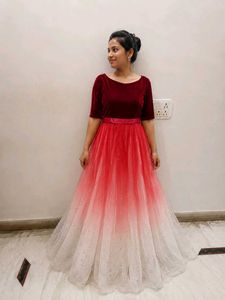 beautiful white gown with floral emblishmnent