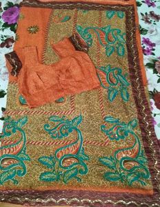 Beautiful Orange Saree with Blouse