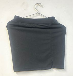 Black Mini Skirt with Side Slit