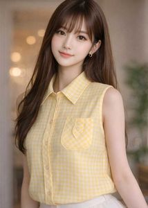 Yellow Gingham Sleeveless Top