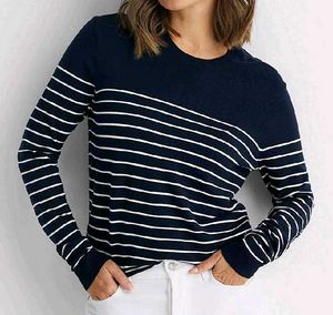 Made in Korean Navy & White Striped Sweater