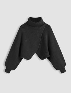 Black Turtleneck Wrap Sweater