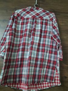 Red Plaid Collared Tunic Top
