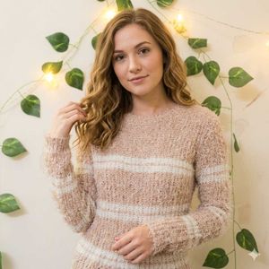 Cozy Y2K Striped Fuzzy Sweater